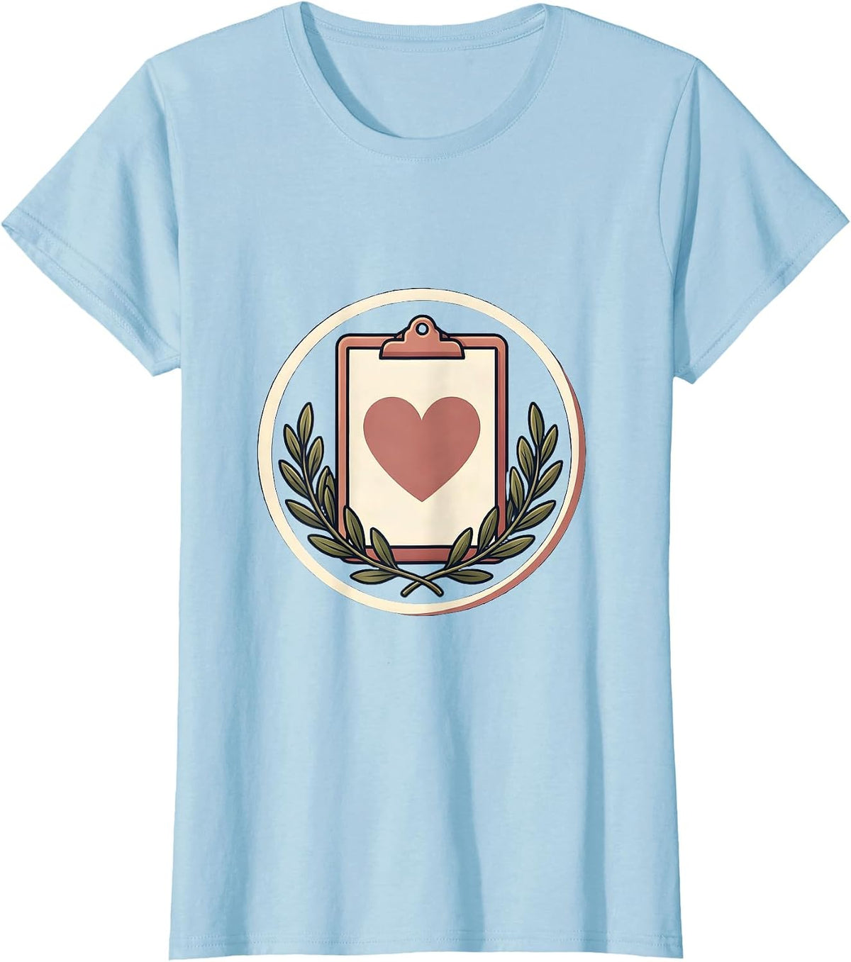 Women's School Counselor Clipboard Heart Illustration T-Shirt - Baby Blue