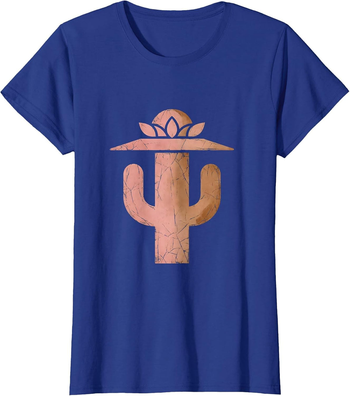Women's Floral Cowgirl Hat Cactus Western Desert Design T-Shirt - Royal Blue