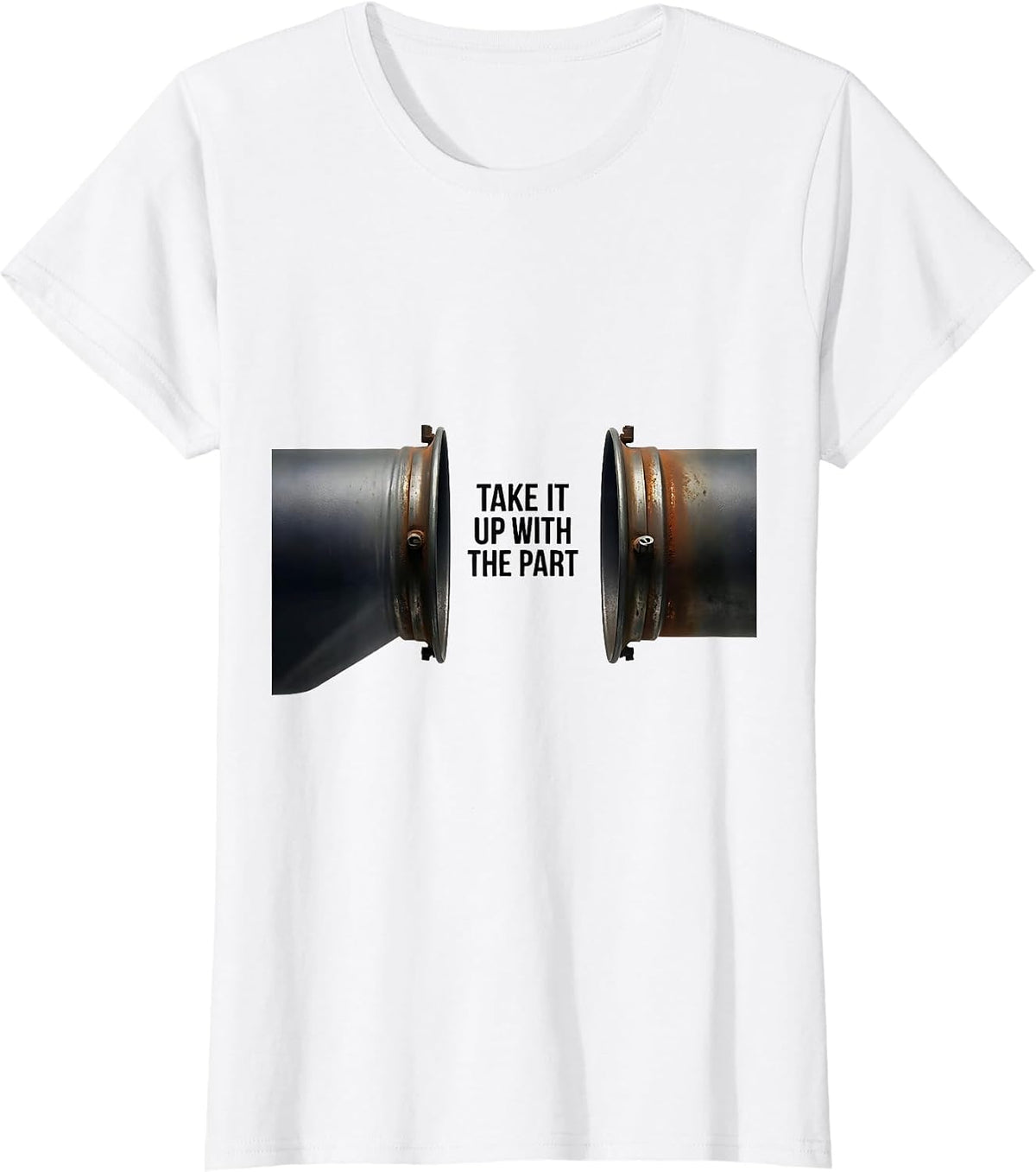 Women's Take It Up With The Part Funny Mechanic Skeleton Auto Repair T-Shirt - White