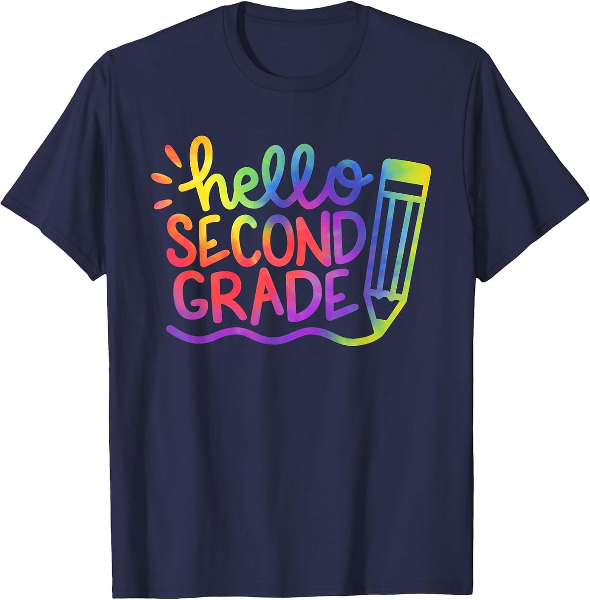 Hello 2nd Grade Second Grade Teacher Tie Dye Back to School T-Shirt - Navy Blue