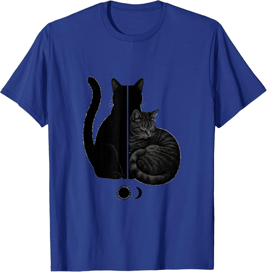 Schrödinger's Cat Silhouette Science Nerd Humor T-Shirt - Royal Blue