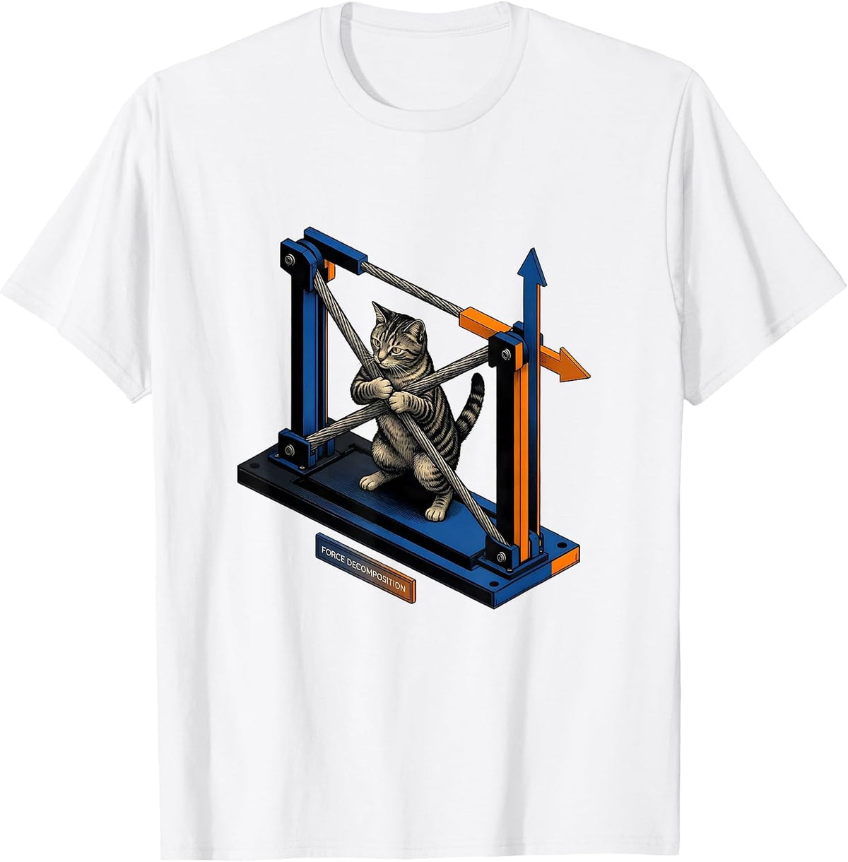 Men's Force Decomposition Funny Cat Physics Humor Design For Cat T-Shirt - White