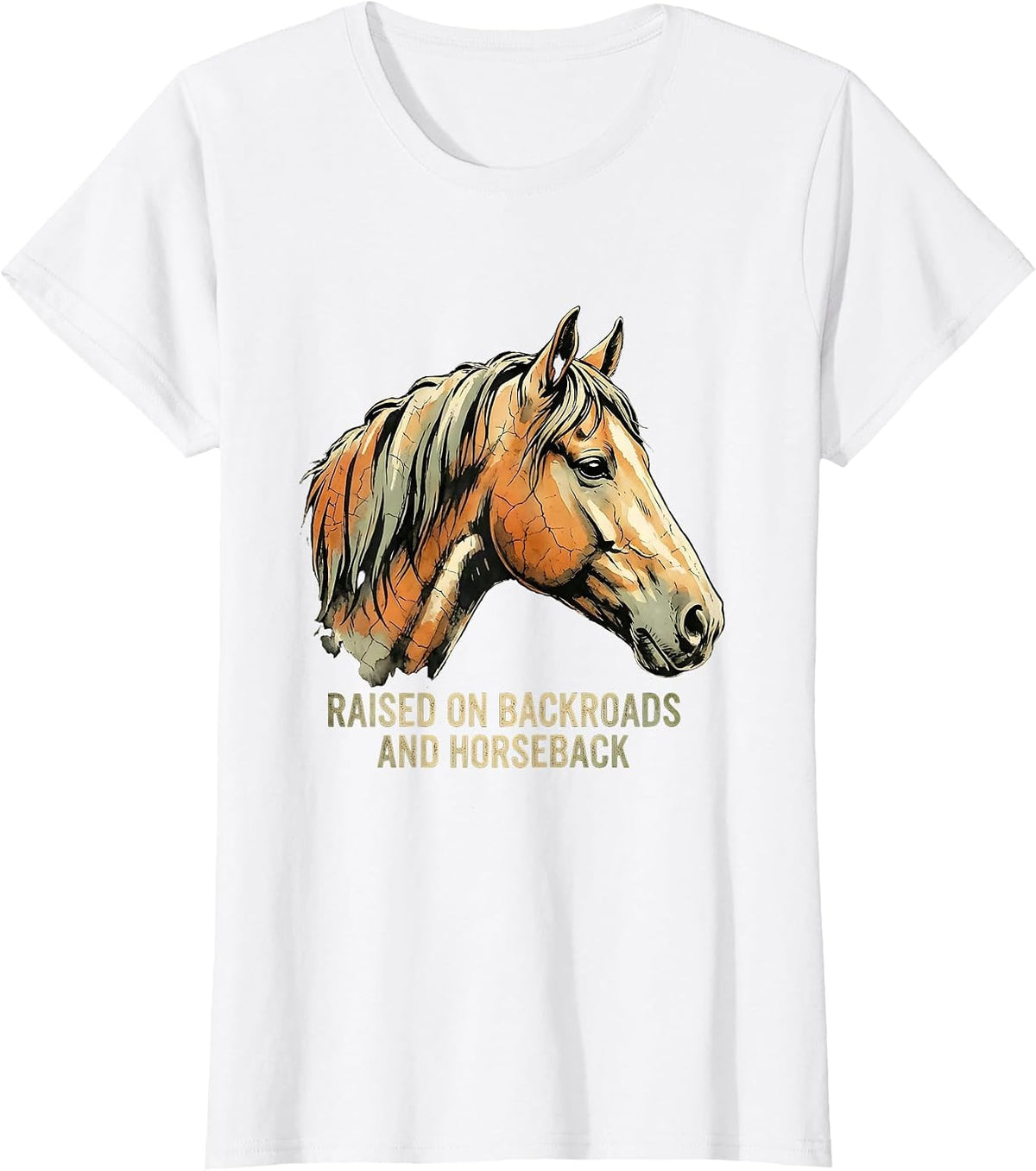 Women's Raised On Backroads And Horseback Boho Western Horse Lover T-Shirt - White