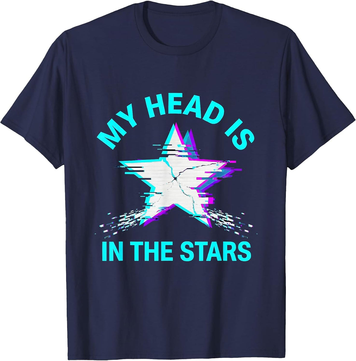 My Head Is In The Stars Dreamer Design T-Shirt - Navy Blue