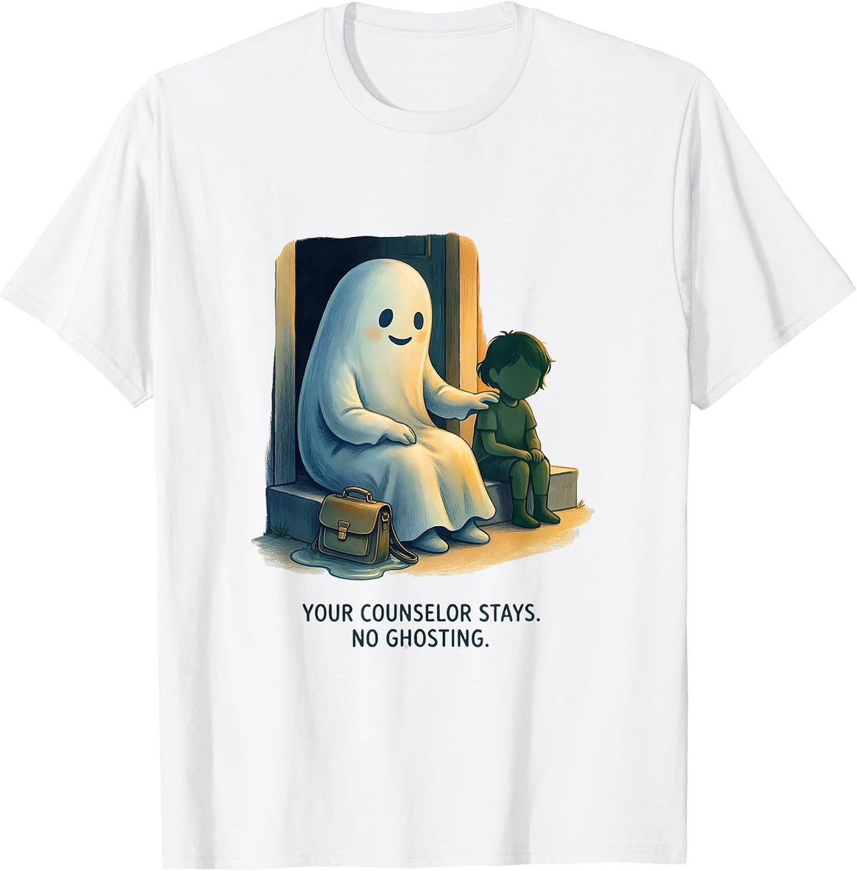 Your Counselor Stays No Ghosting Funny Halloween Mental T-Shirt - White