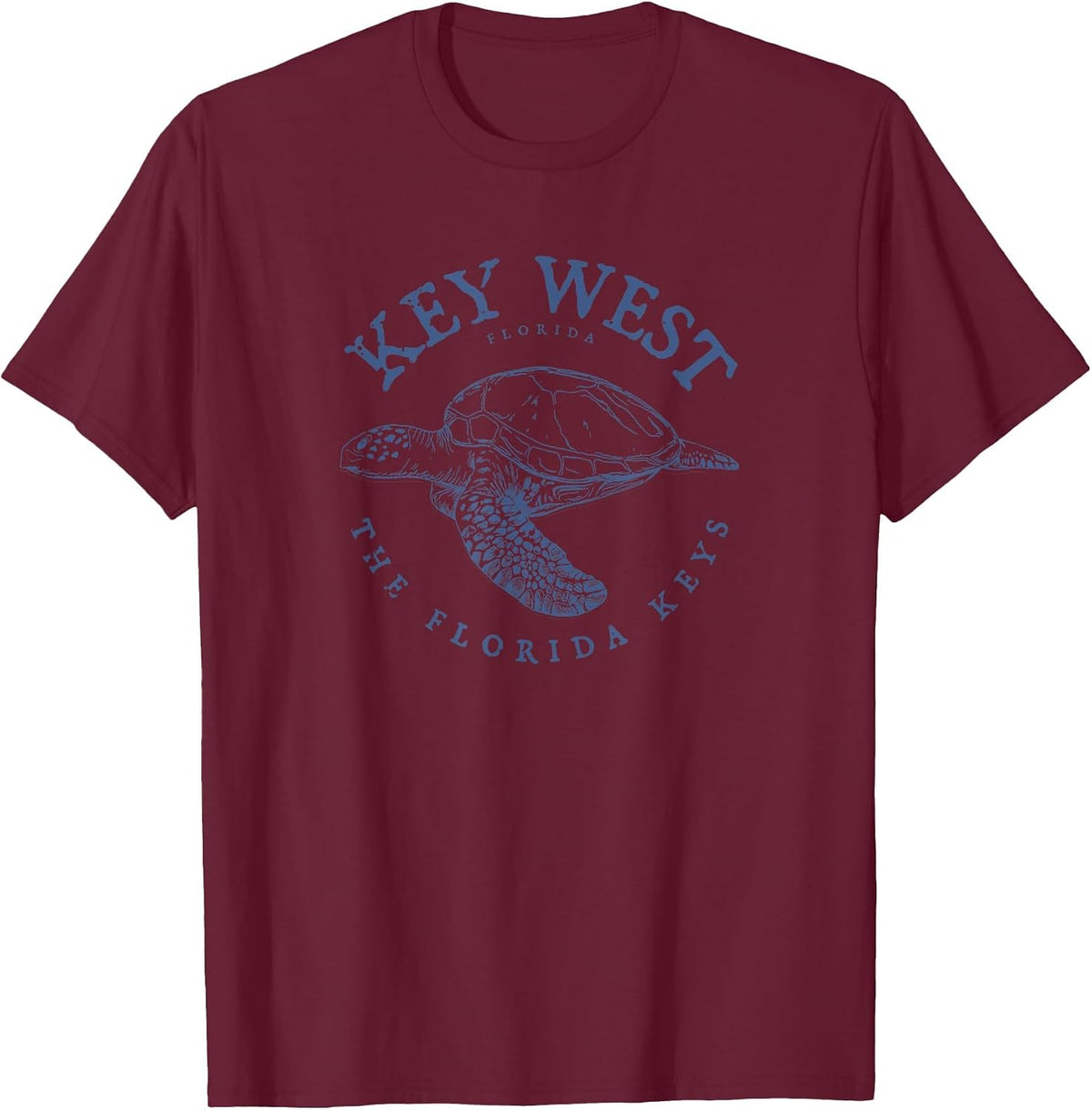 Key West Turtle Florida Keys Scuba Fishing Diving Tee T-Shirt - Burgundy