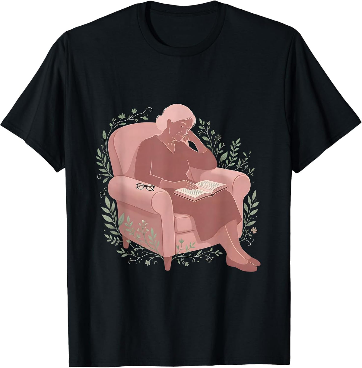 Men's Grandma Napping With Book Cozy Mimi Gift T-Shirt - Black