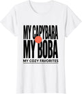 Women's My Capybara My Boba My Cozy Favorites Kawaii T-Shirt - White