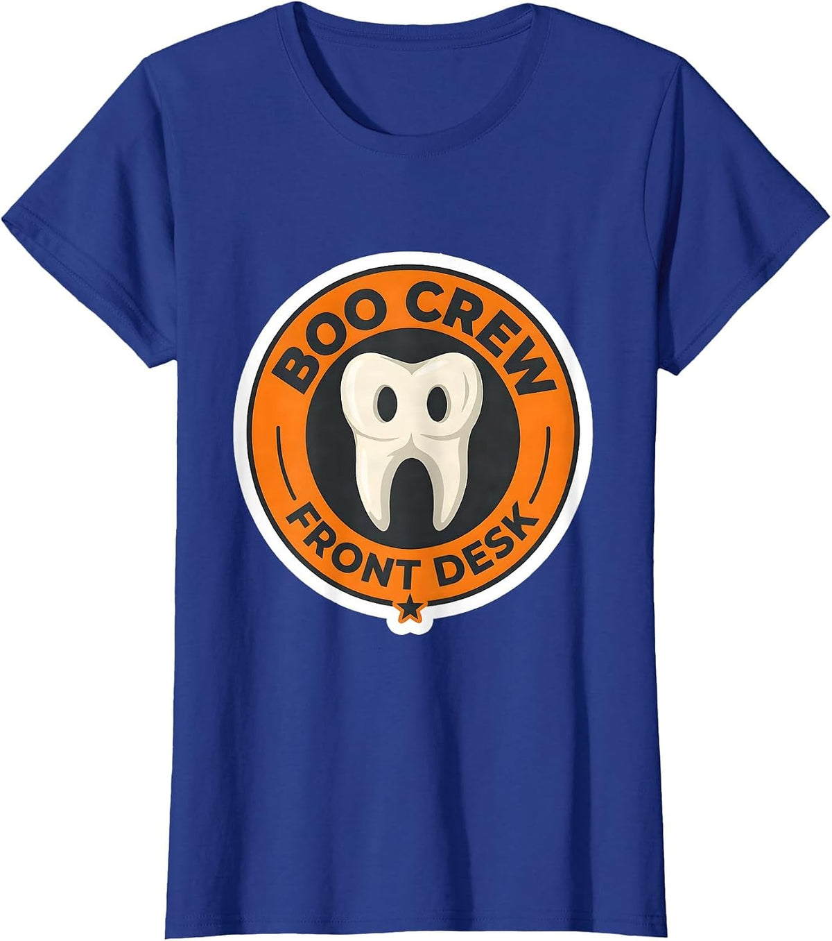 Women's Boo Crew Front Desk Dental Squad Halloween Costume Humor T-Shirt - Royal Blue