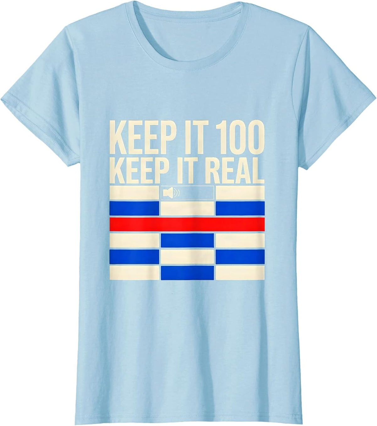 Women's Keep It 100 Keep It Real Geometric Hip Hop Rap Nostalgia T-Shirt - Baby Blue