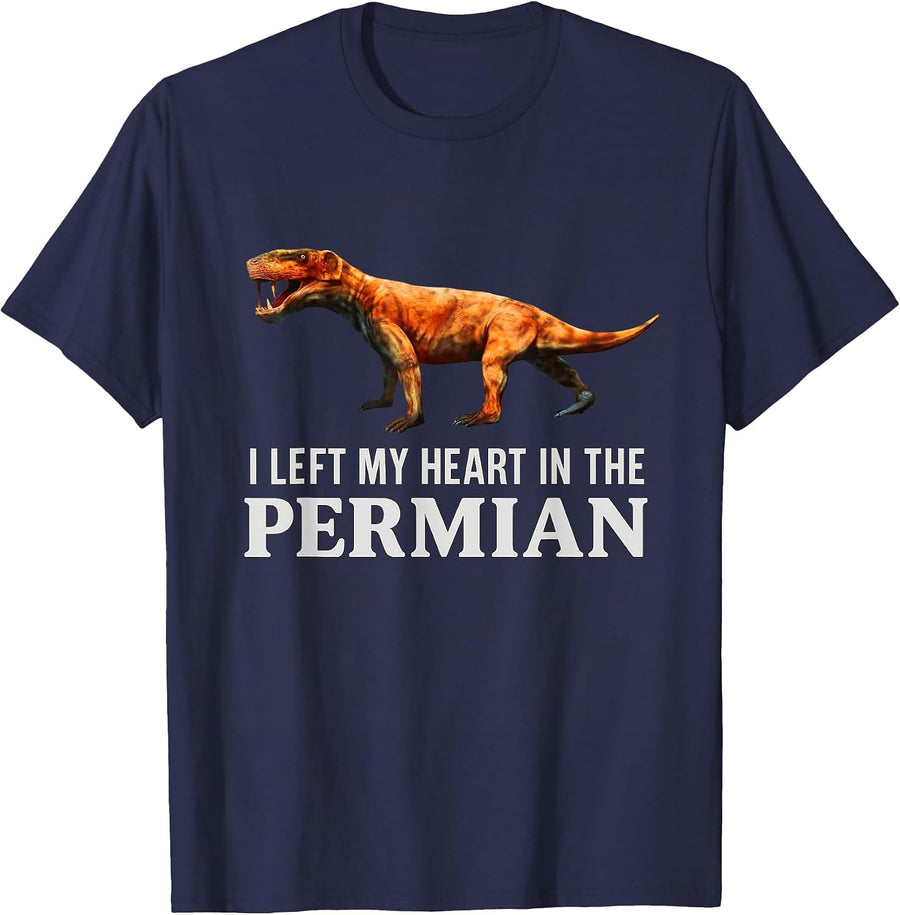 I Left My Heart in the Permian Inostrancevia Gorgonopsid T-Shirt - Navy Blue