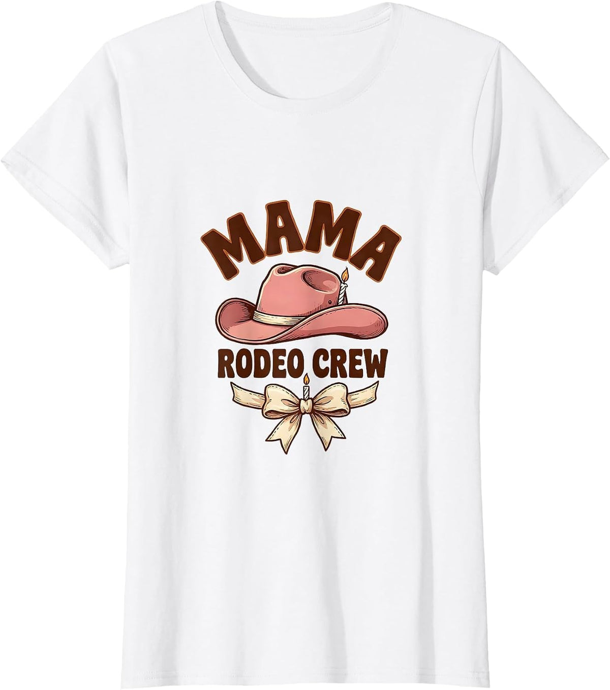 Mama, Rodeo Crew Playful Feminine Cowgirl Birthday Party T-Shirt - White