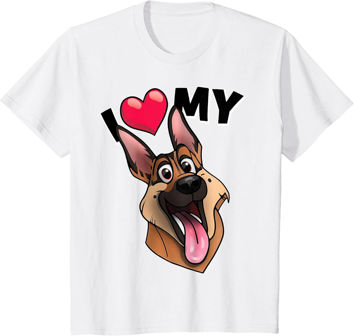 I Love My German Shepherd Design T-Shirt - White