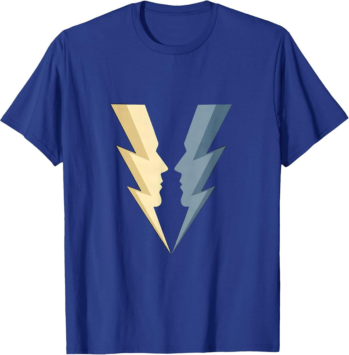 Men's Twin Lightning Bolts Striking Simultaneously T-Shirt - Royal Blue