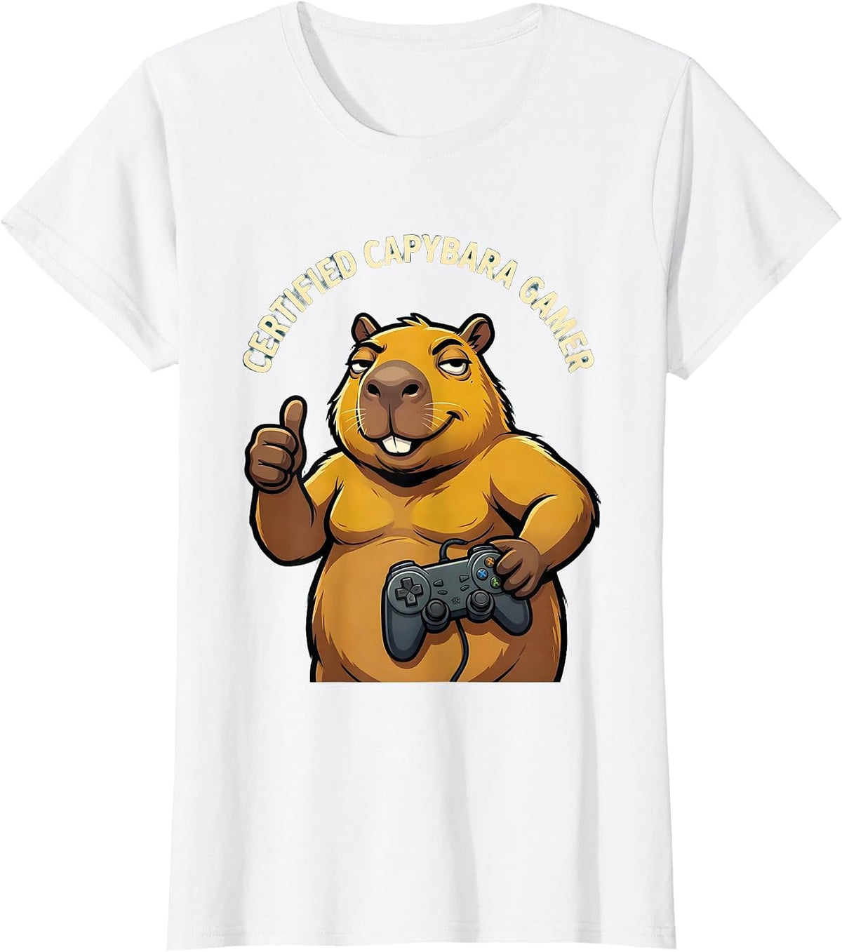 Women's Certified Capybara Gamer Funny Video Games Capybara Gamer T-Shirt - White
