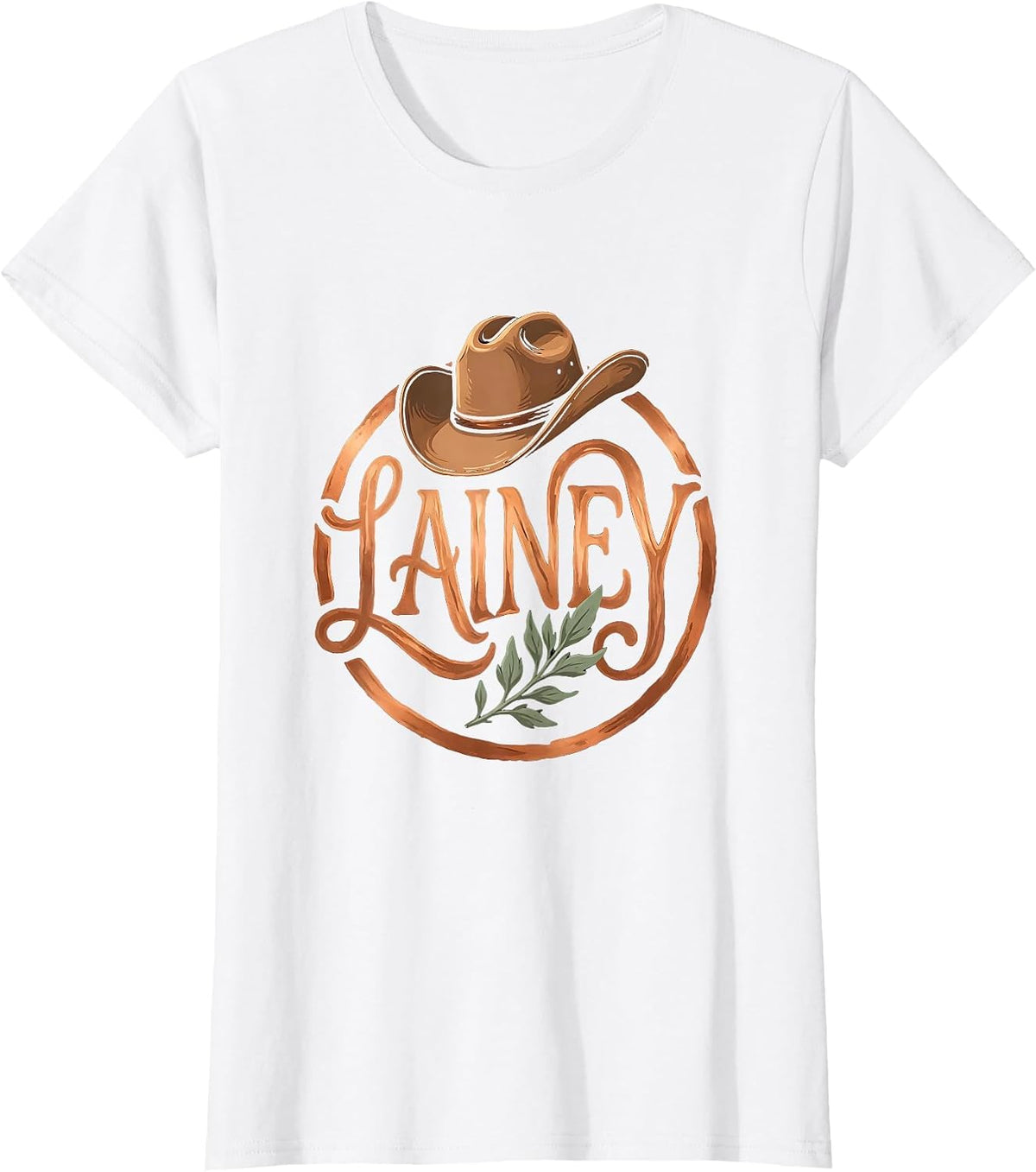 Lainey Boho Typography Personalized Cowgirl Western Name T-Shirt - White