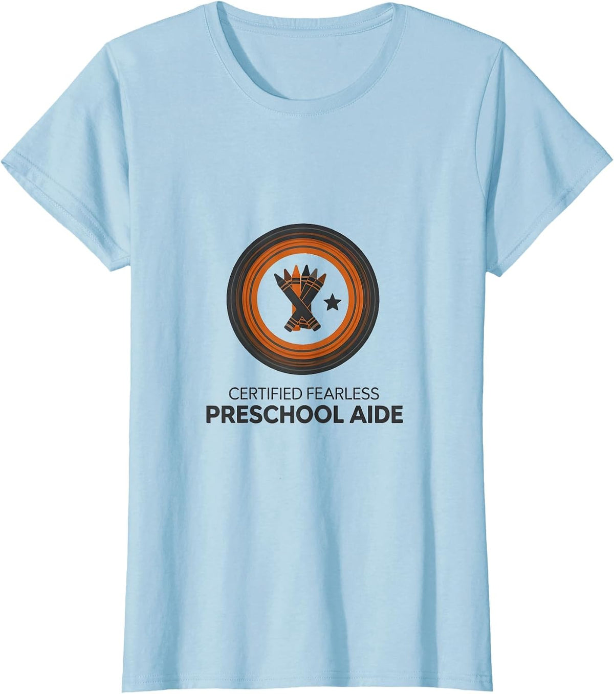 Certified Fearless Preschool Aide Halloween Teacher Humor T-Shirt - Baby Blue