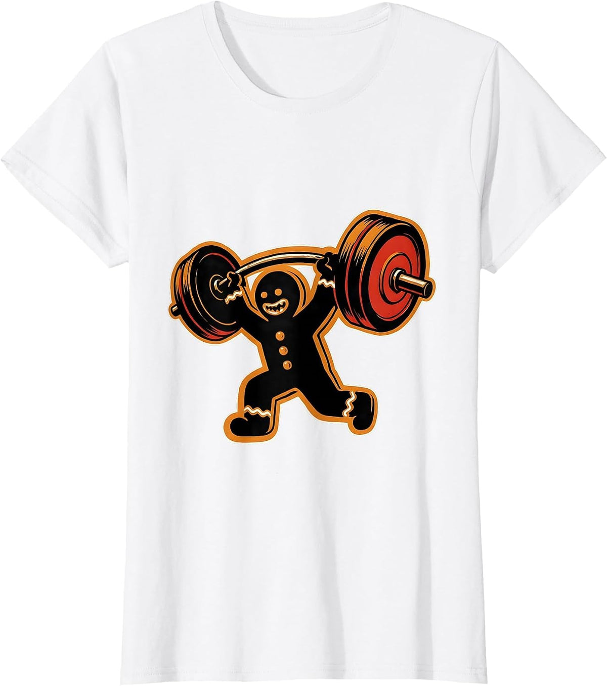 Gingershred Stencil Gingerbread Weightlifting Christmas Gym T-Shirt - White