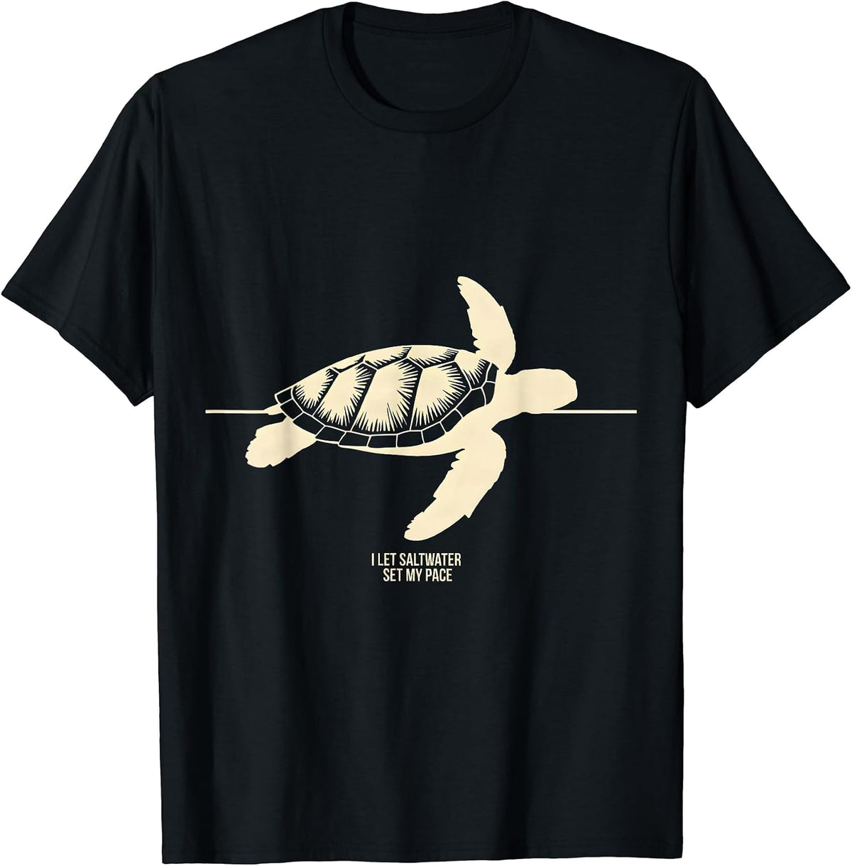 Men's I Let Saltwater Set My Pace Funny Sea Turtle Lover Beach T-Shirt - Black