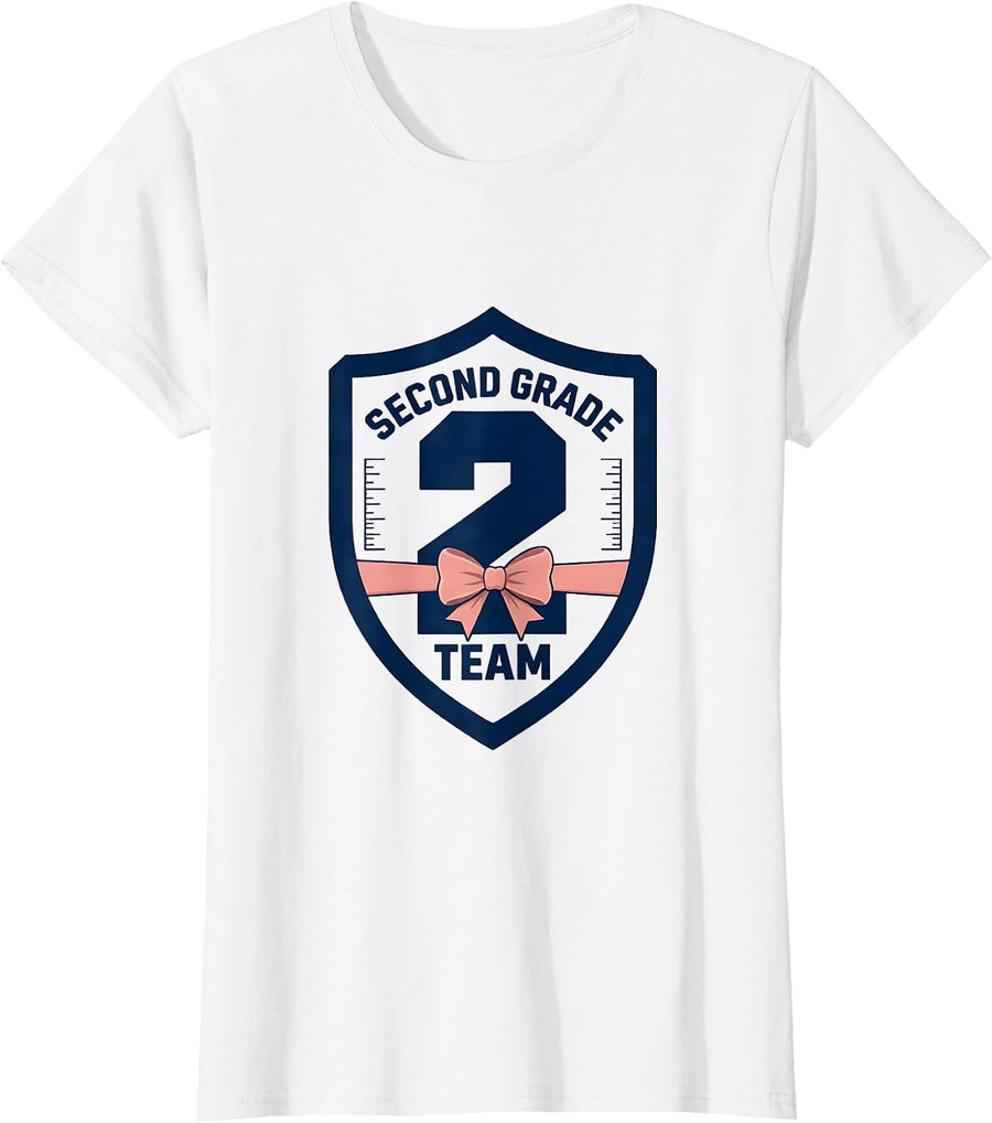 Women's Second Grade Team Playful Teacher Back To School T-Shirt - White