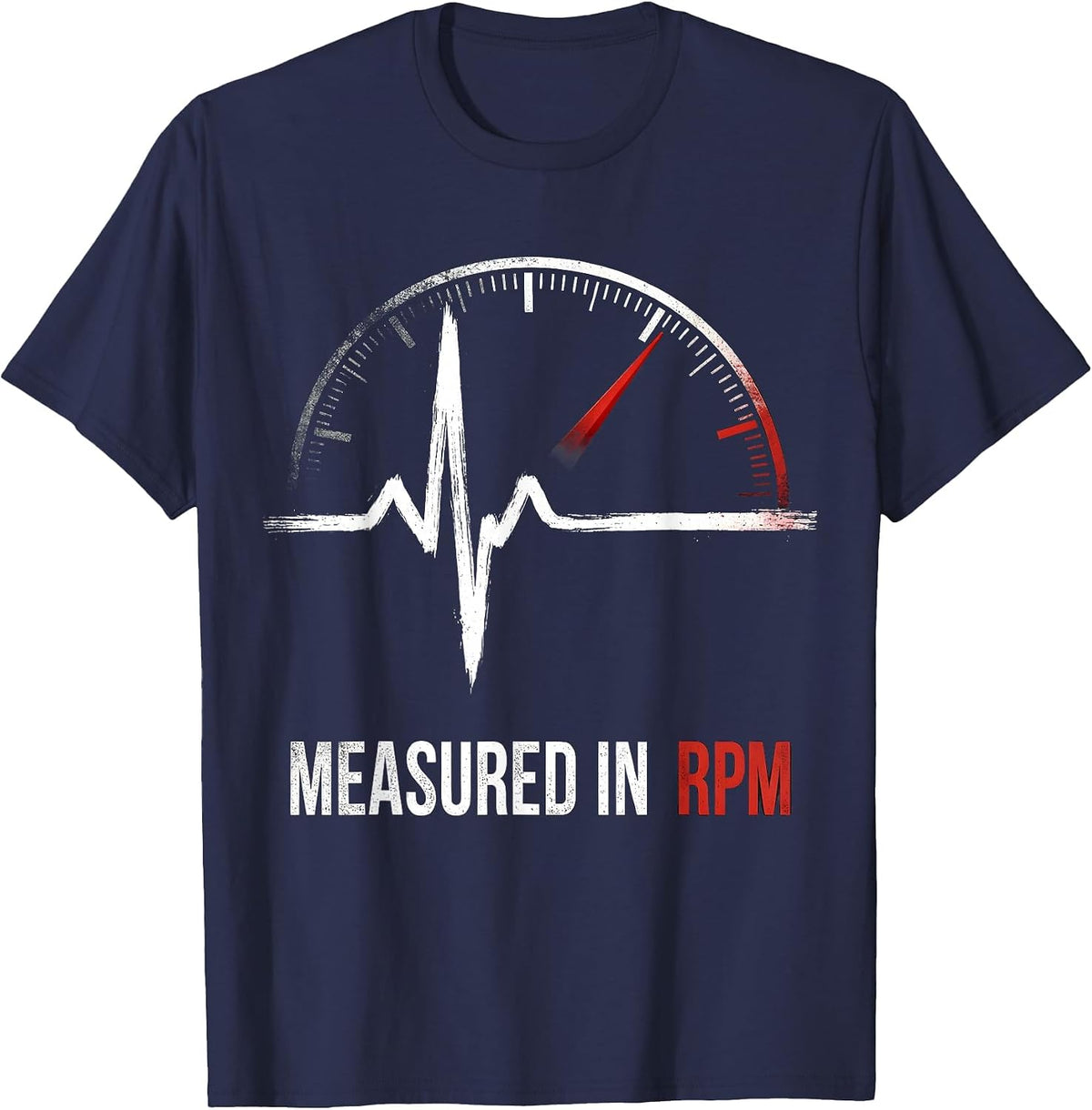 Men's Measured In RPM Distressed Car Guy Auto Mechanic Speedometer T-Shirt - Navy Blue