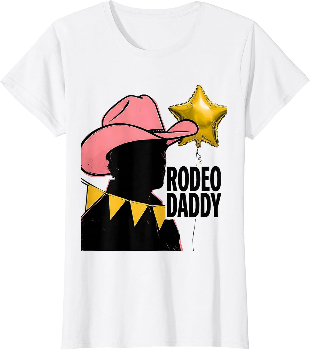 Women's Rodeo Daddy Pink Boots Coquette CowGirl Birthday Party T-Shirt - White