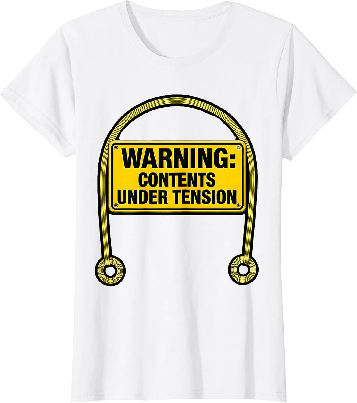 Warning: Contents Under Tension Funny Gym Workout T-Shirt - White