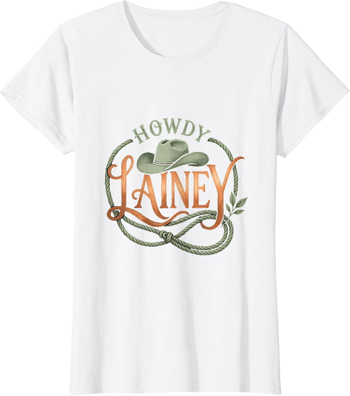 Women's Howdy Lainey Boho Typography Western Cowgirl Gift for Lainey T-Shirt - White