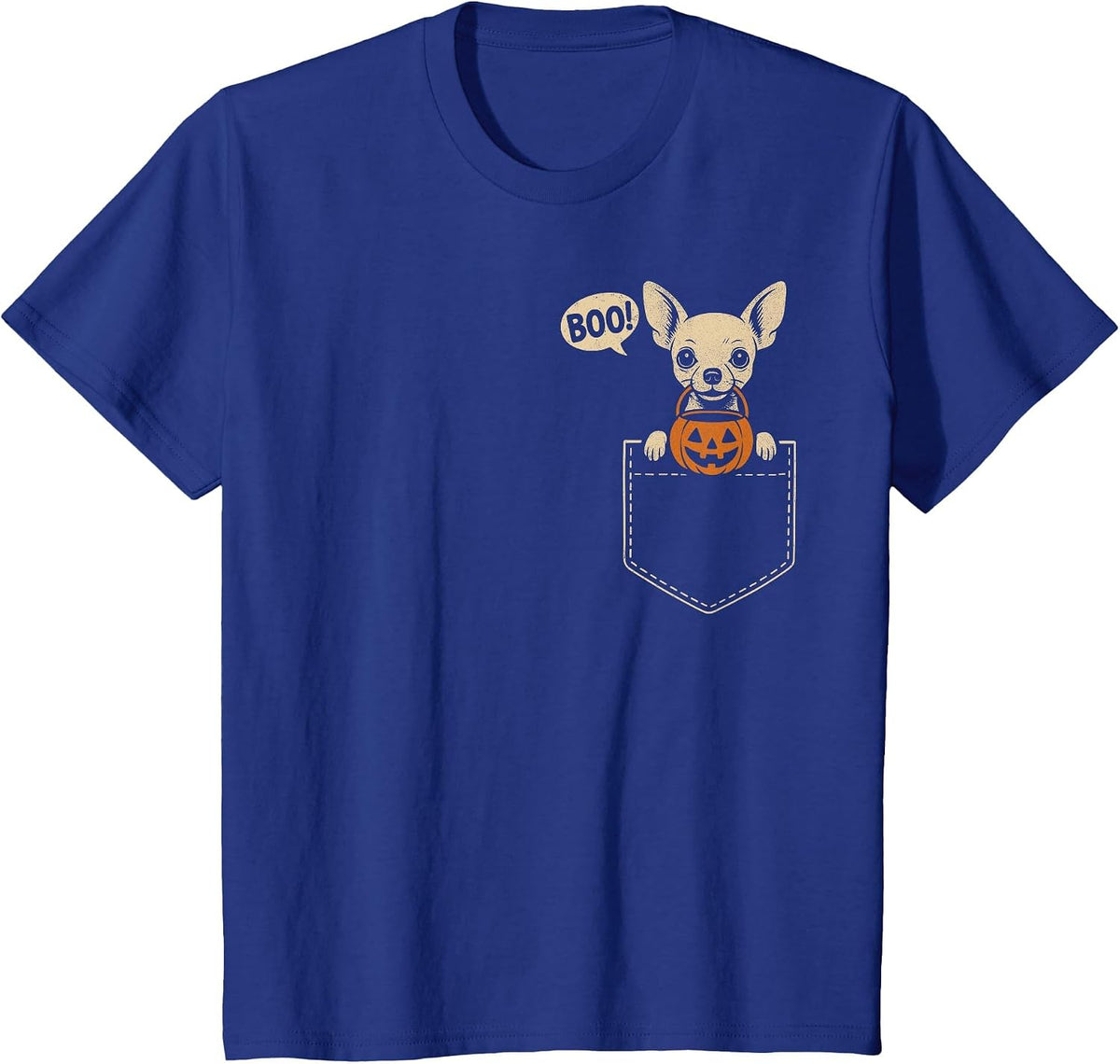 Funny Chihuahua Halloween Chihuahua Dog Cute Pocket Boo T-Shirt - Royal Blue