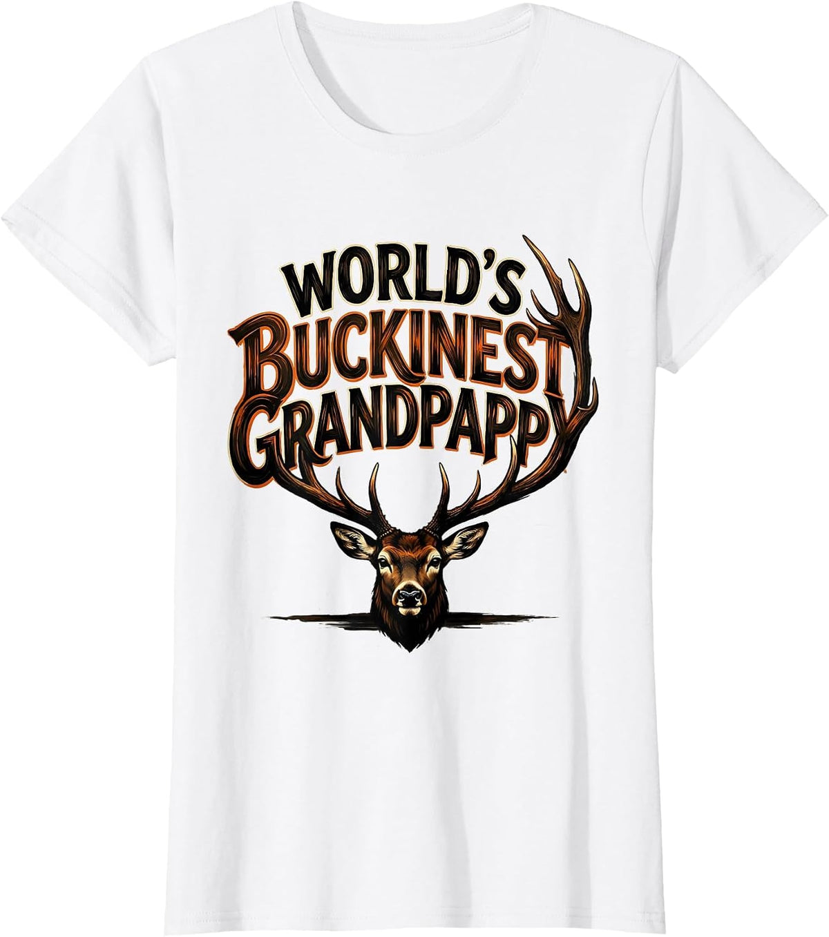 World's Buckinest Grandpappy Funny Deer Hunting Dad Joke T-Shirt - White