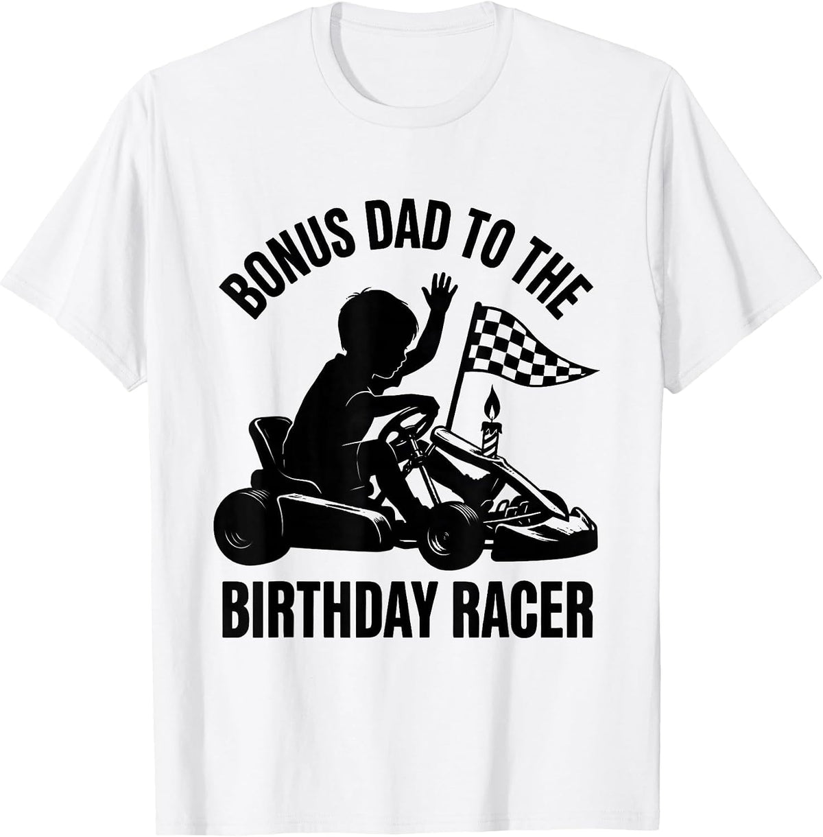 Men's Bonus Dad To The Birthday Racer Pit Crew Race Car Birthday T-Shirt - White