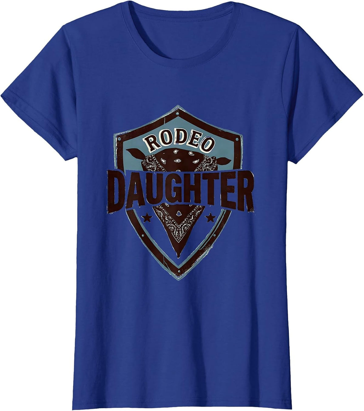 Women's Rodeo Daughter Stencil Graphic Cowgirl Birthday Party Family T-Shirt - Royal Blue