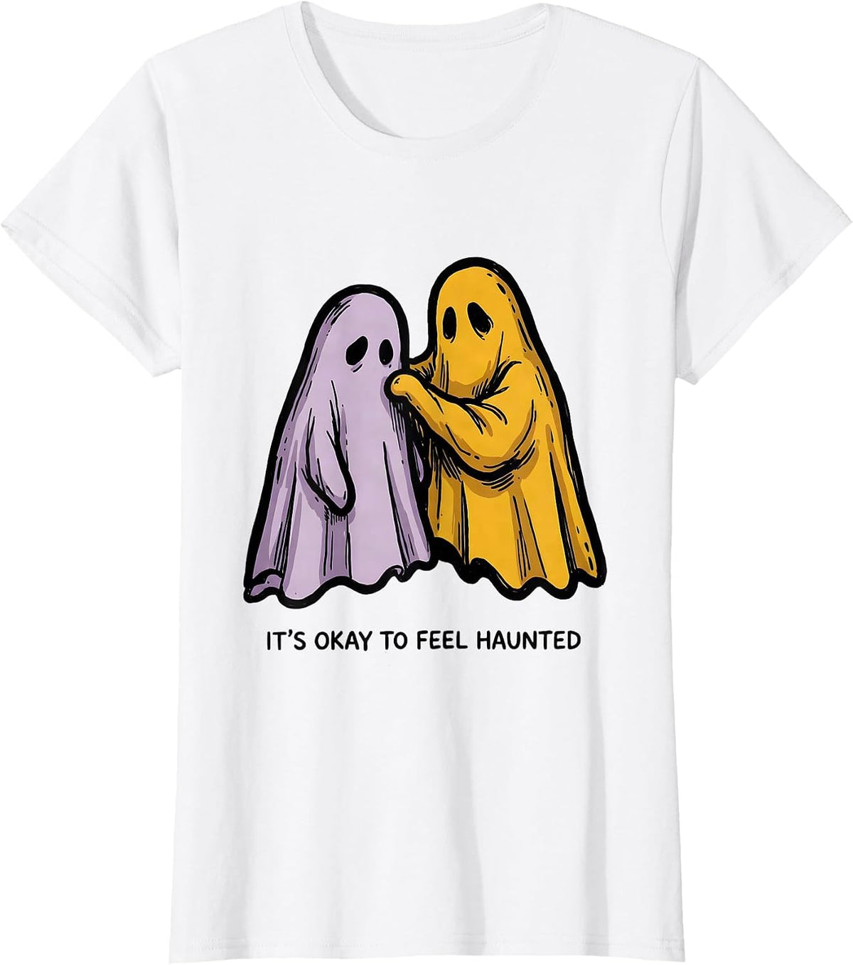 Women's It's Okay To Feel Haunted Mental Health Halloween Awareness T-Shirt - White