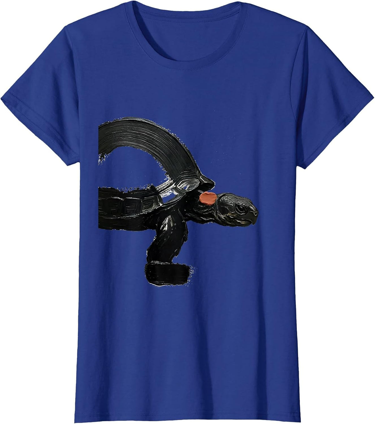 Women's Tortoise Calm Brush Stroke Pet Lover Humor T-Shirt - Royal Blue