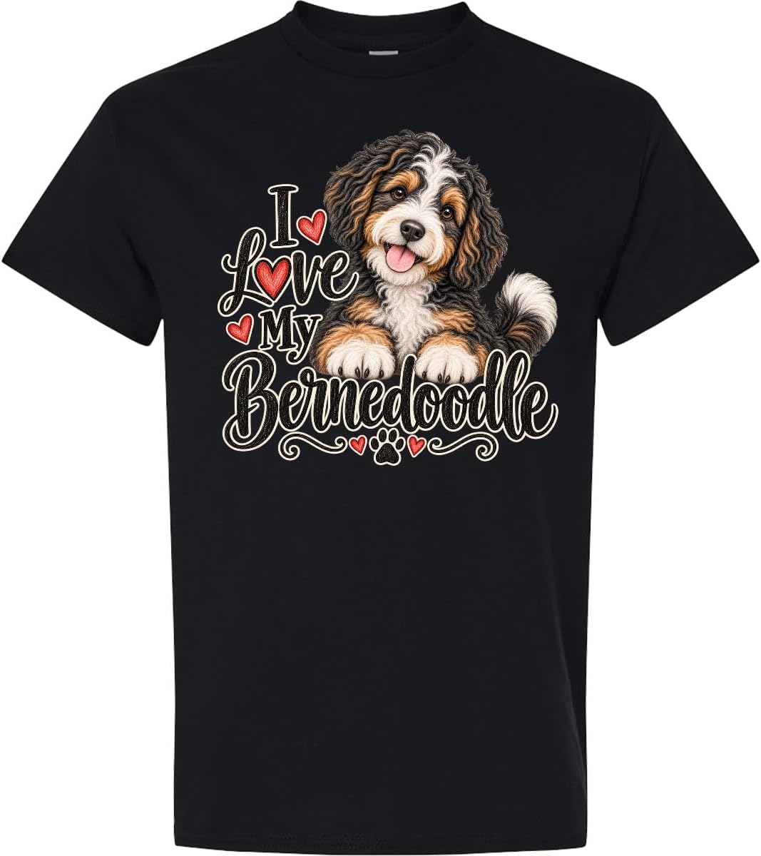 inktastic I Love My Bernedoodle Adult T-Shirt - 0040 Black