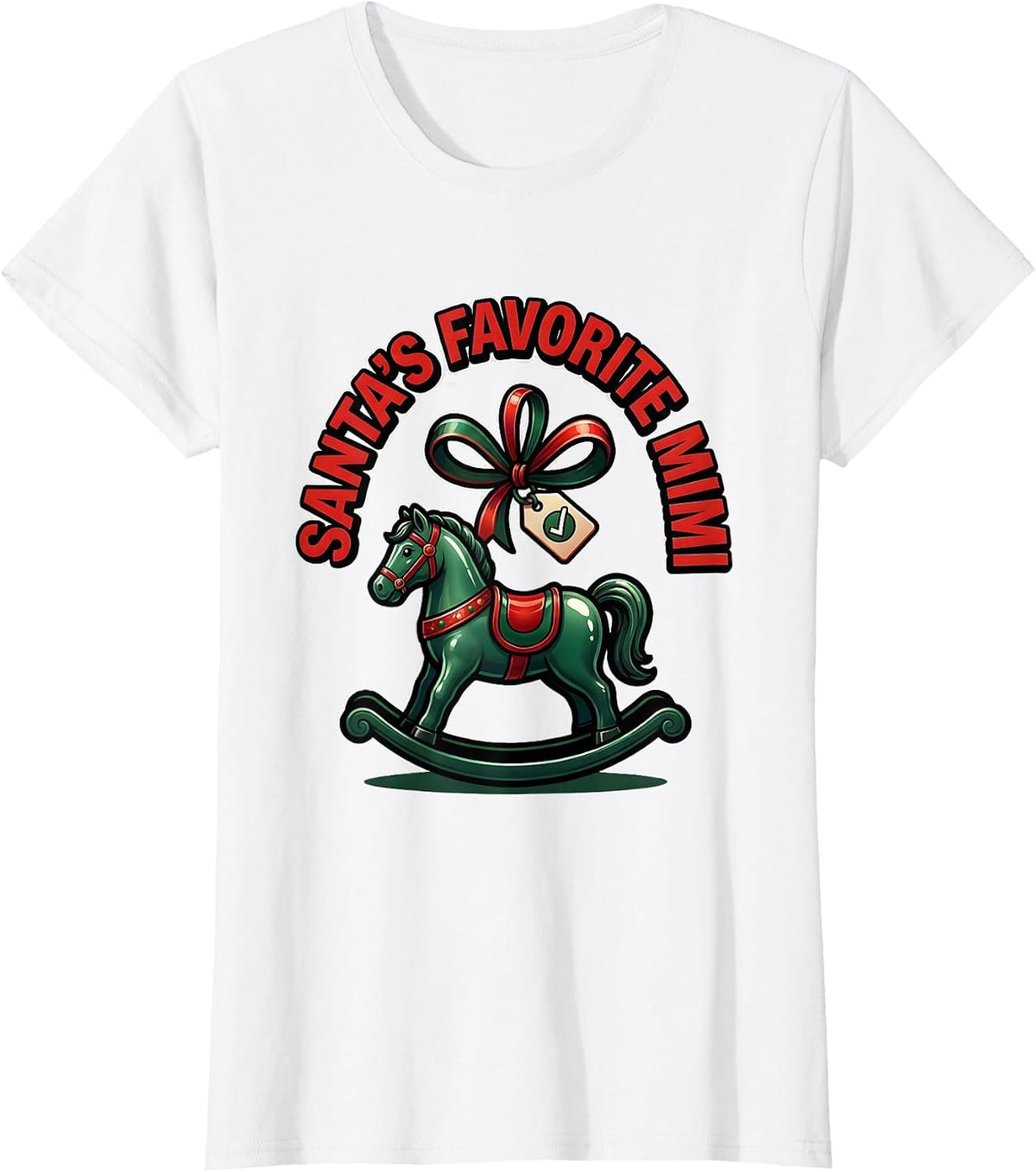 Women's Santa's Favorite Mimi Family Matching Christmas Pajama Role T-Shirt - White