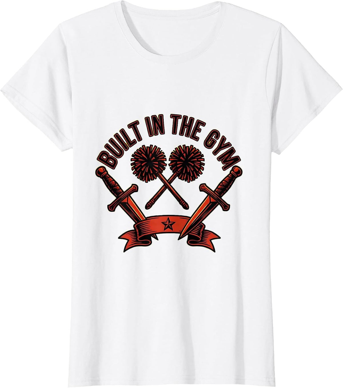 Built in the Gym Cheer and Fitness Design T-Shirt - White