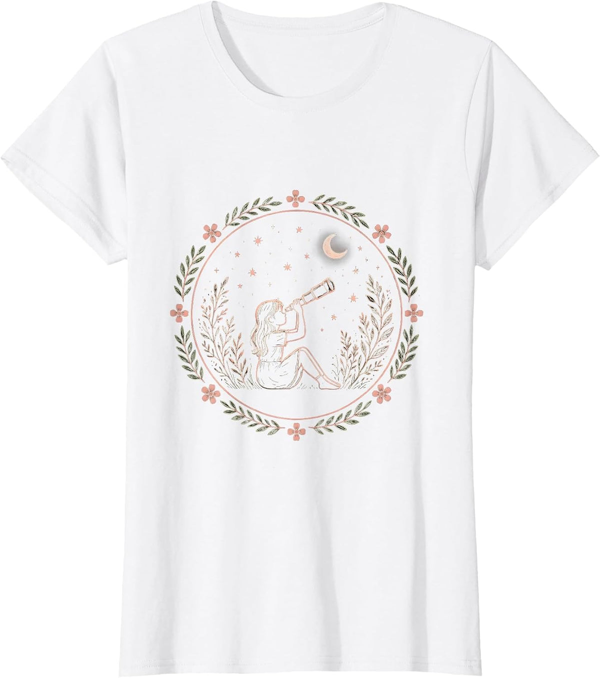 Favorite Daughter Stargazing Telescope Girl Design T-Shirt - White