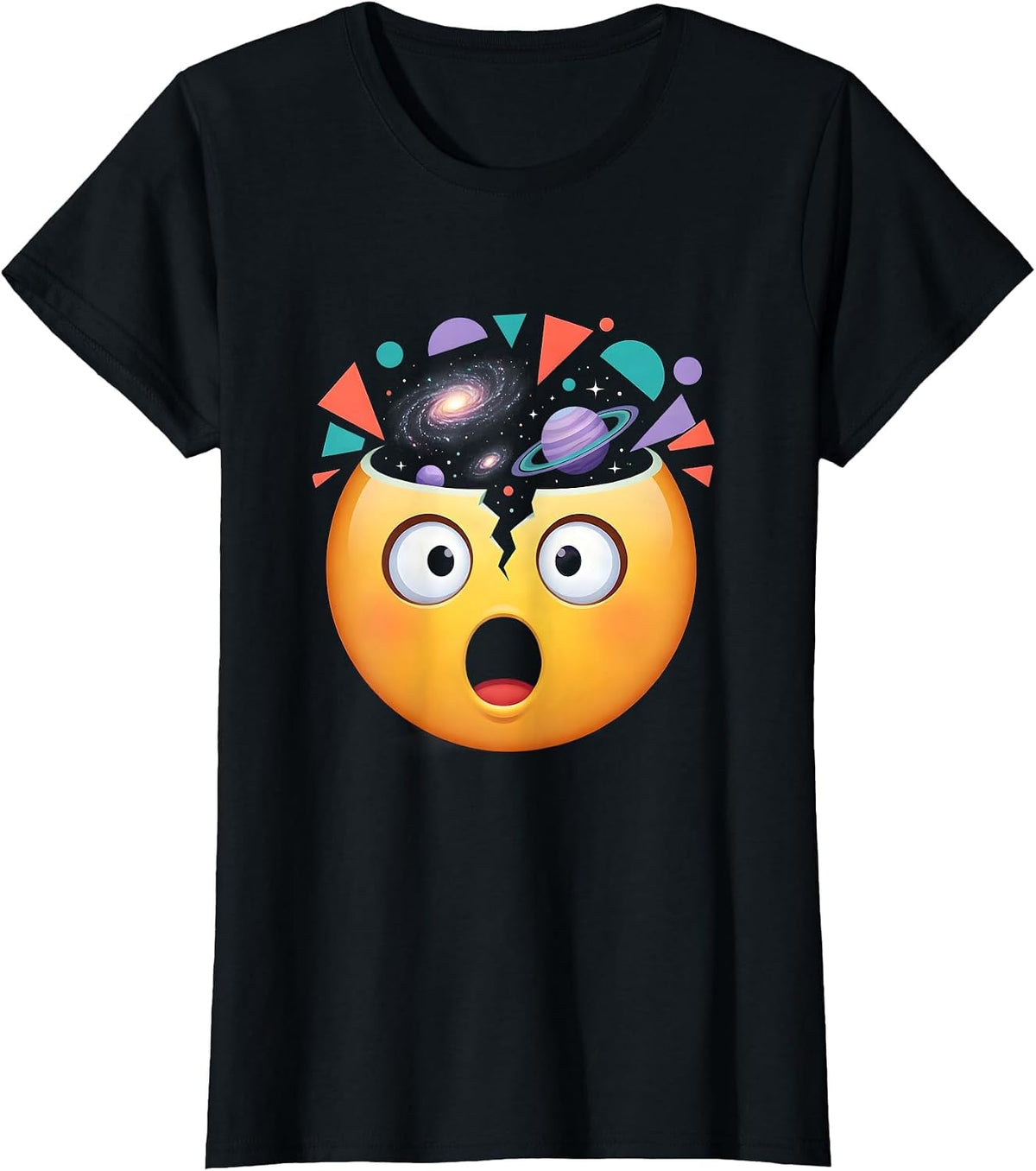 Women's Exploding Mind Cosmic Brain Graphic Tee T-Shirt - Black