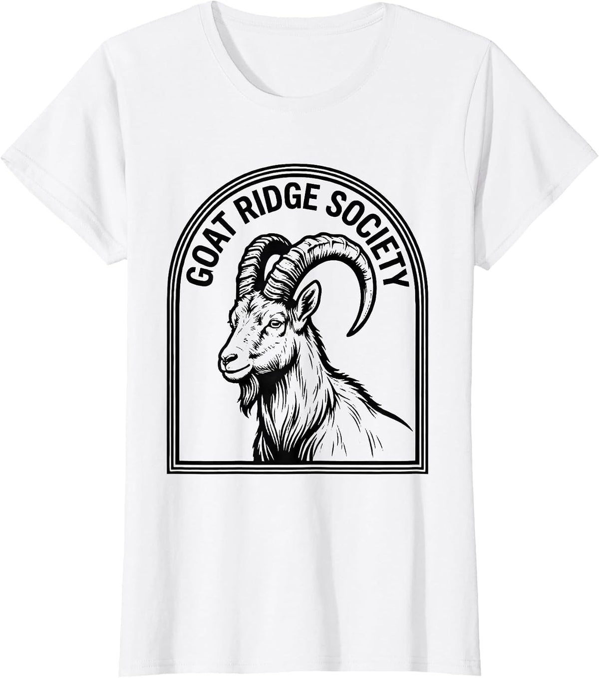 GOAT RIDGE SOCIETY Minimalist Line Art Animal Badge Patch T-Shirt - White