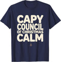 Capy Council Of Christmas Calm Funny Capybara Family Holiday T-Shirt - Navy Blue