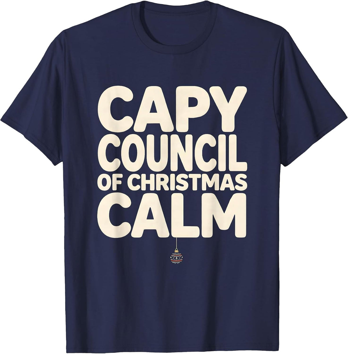 Capy Council Of Christmas Calm Funny Capybara Family Holiday T-Shirt - Navy Blue
