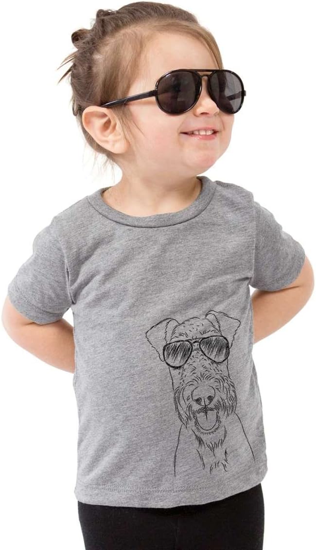 Andy the Airedale Terrier Youth Unisex Boy Girl KIDS Crewneck Small Grey - Grey