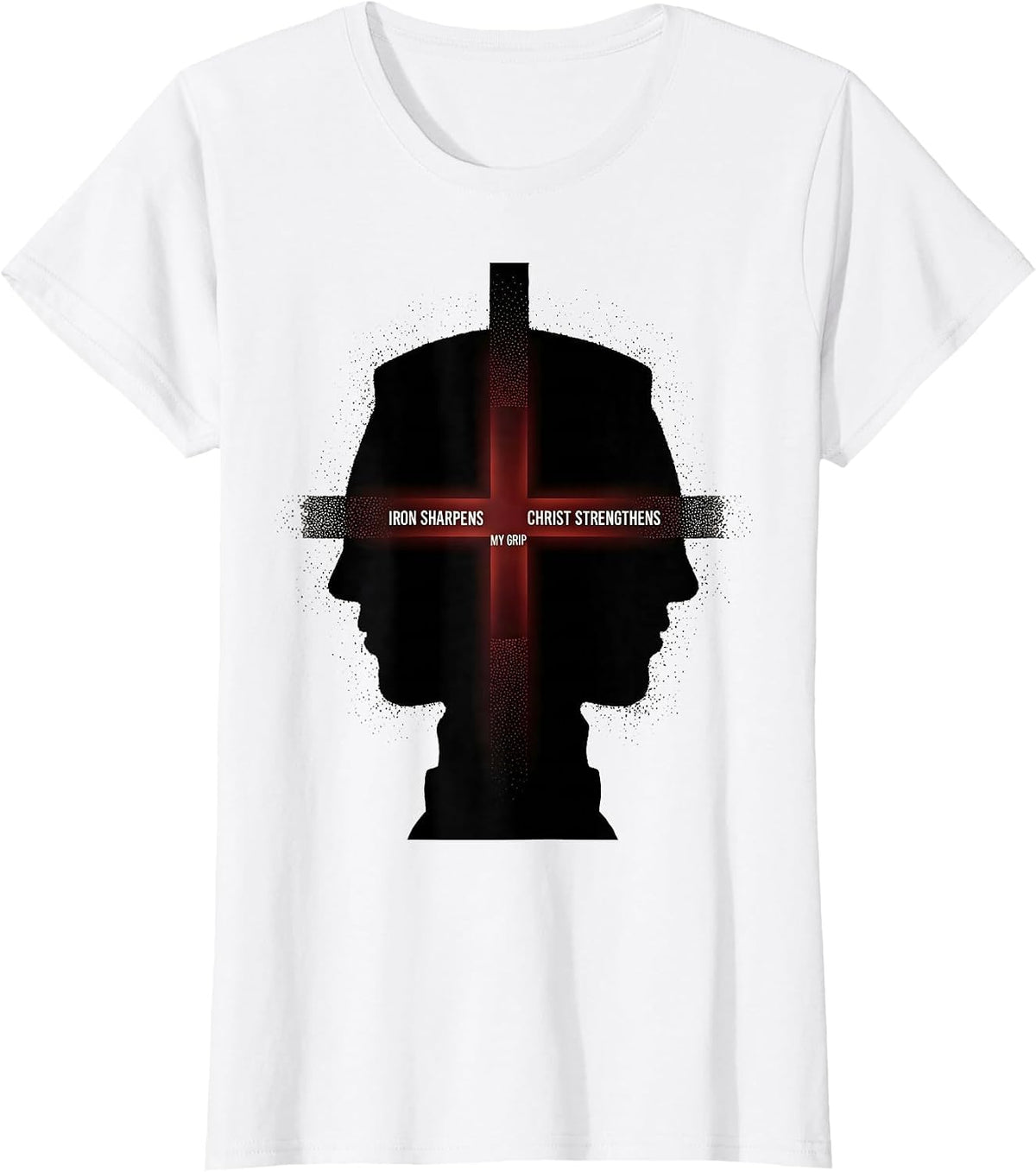 Women's Iron Sharpens, Christ Strengthens My Grip Christian Gym T-Shirt - White
