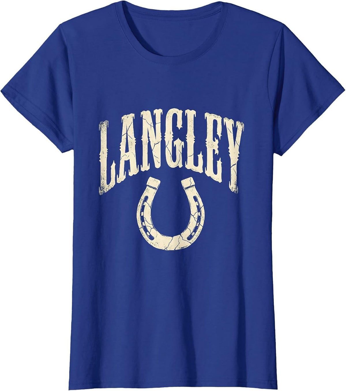 Women's LANGLEY Boho Western Mono Surname Gift T-Shirt - Royal Blue