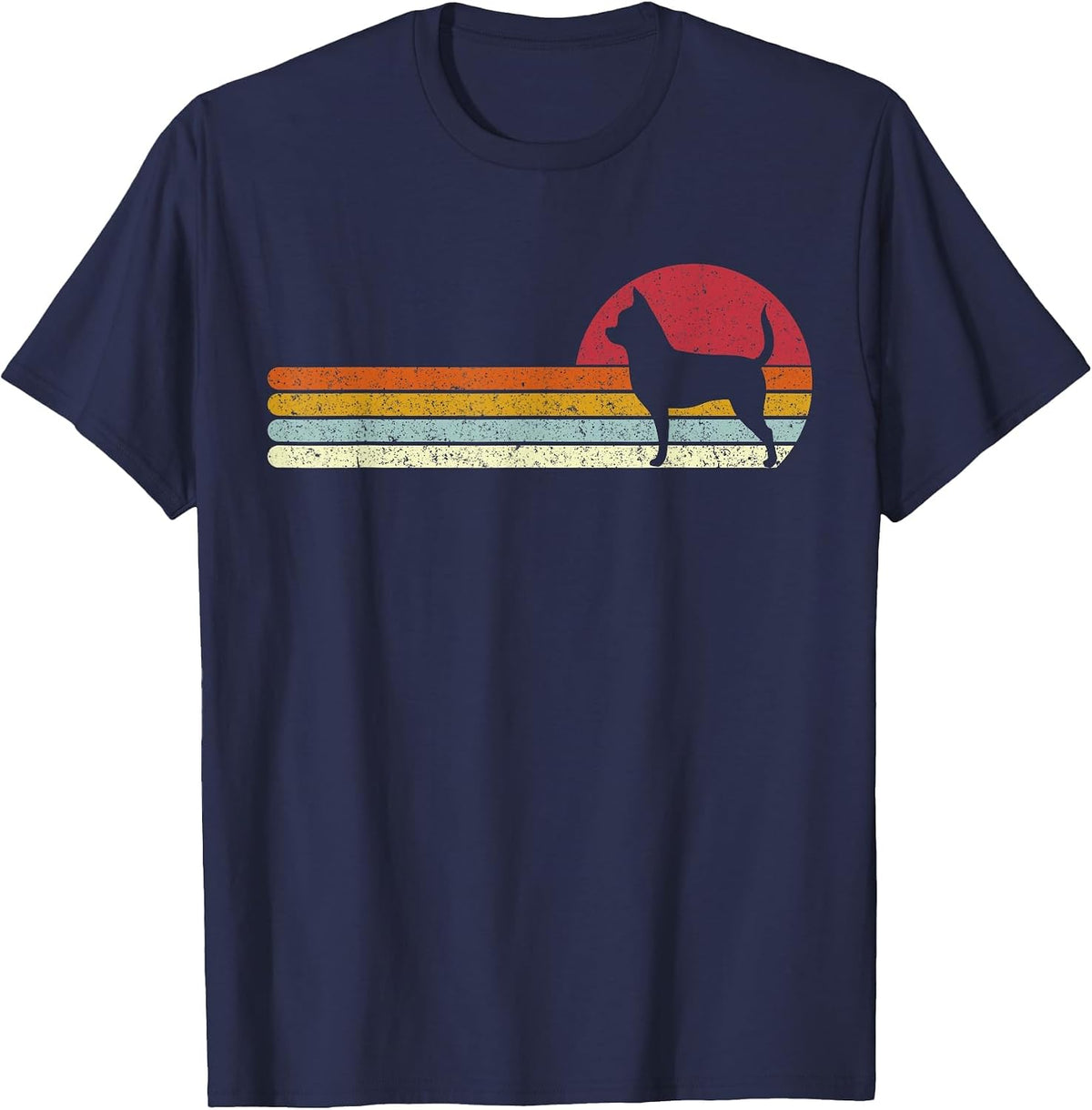 Chihuahua Silhouette Sunset for Dog Owners T-Shirt - Navy Blue