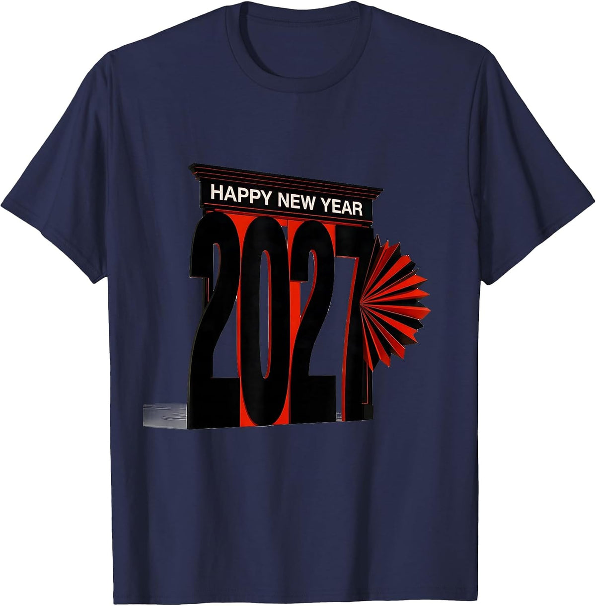 Happy New Year 2027 Minimalist Party Family Matching T-Shirt - Navy Blue