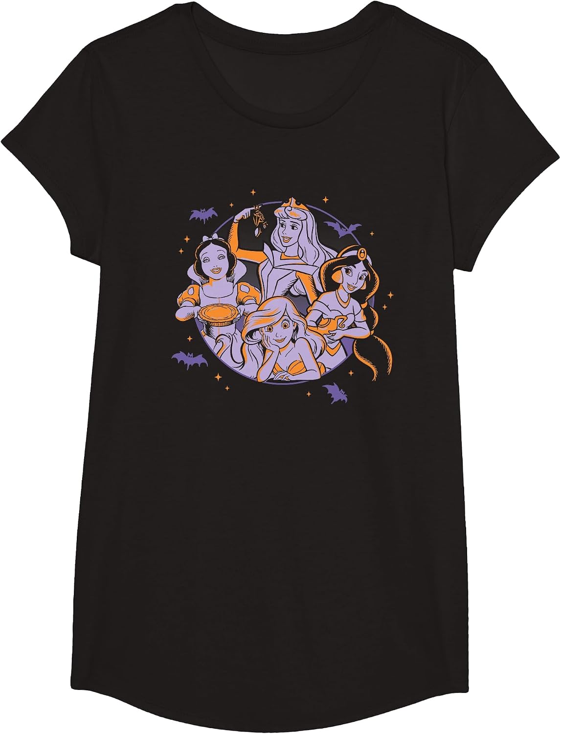 Disney Princess Halloween Night Princesses Portrait T-Shirt - Girls Black
