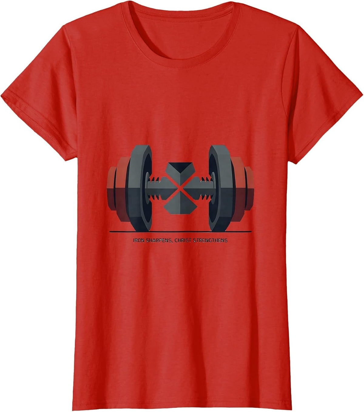 Iron Sharpens, Christ Strengthens Minimalist Christian Gym T-Shirt - Red