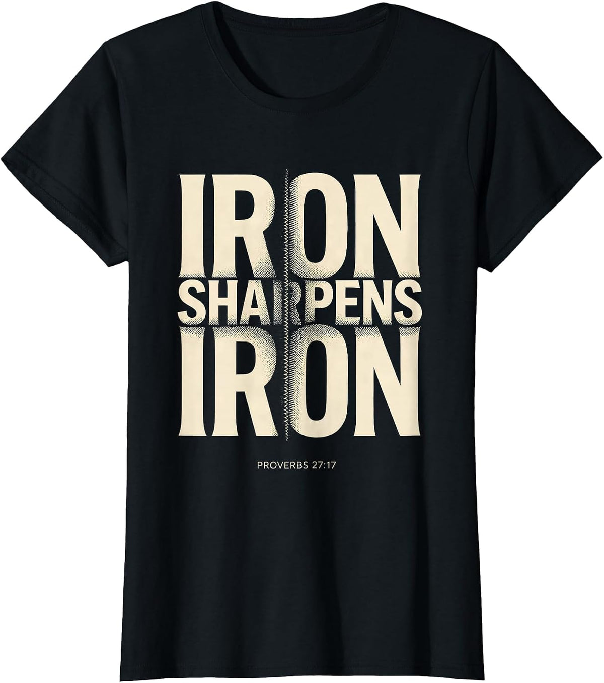 Women's Iron Sharpens Iron Proverbs 27:17 Christian Men Gym Workout T-Shirt - Black
